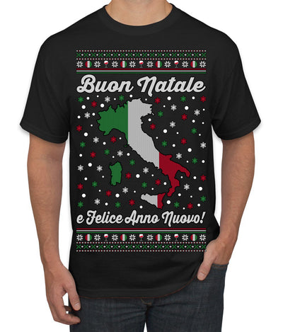Buon Natale e Felice Anno Nuovo! Merry Christmas and Happy New Year Ugly Christmas Sweater Men's T-Shirt