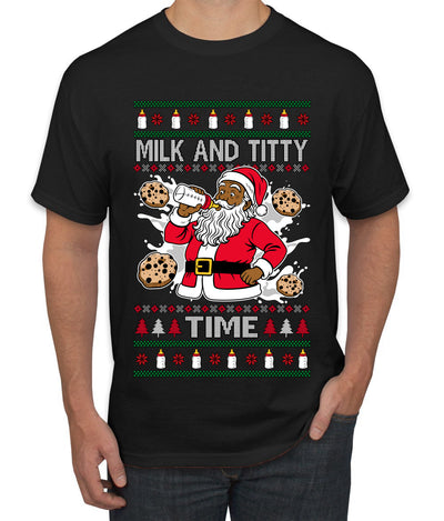 Milk And Titty Time Christmas Sweater, Ugly Christmas Sweater Men's T-Shirt