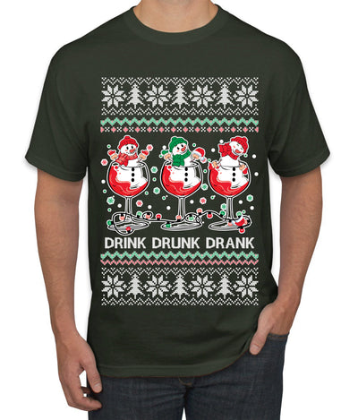 Holiday Spirits Drink Drank Drunk Snowmen Ugly Christmas Sweater Men's T-Shirt