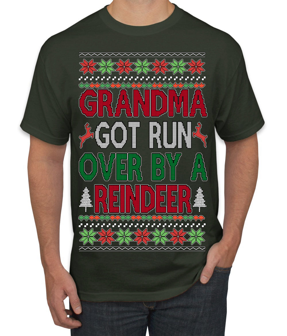 Grandma Got Ran Over by a Reindeer | Classic Xmas Song Holiday Movie Quote Ugly Christmas Sweater Men's T-Shirt