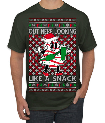 Out Here Looking Like a Snack Funny Cute Christmas Cookie Ugly Christmas Sweater Men's T-Shirt