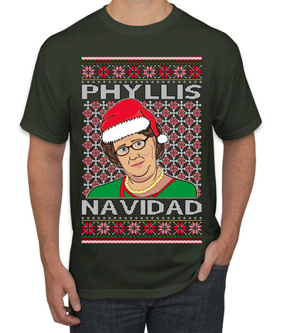 Office Phyllis Navidad Happy Holiday Ugly Christmas Sweater Men's T-Shirt