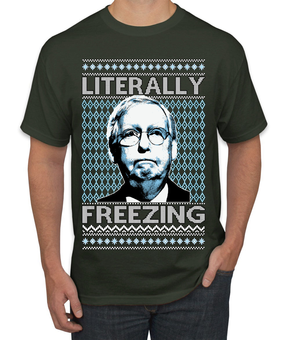 Literally Freezing McConnell Senator  Ugly Christmas Sweater Men's T-Shirt