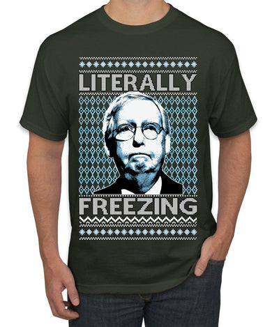 Literally Freezing McConnell Senator  Ugly Christmas Sweater Men's T-Shirt
