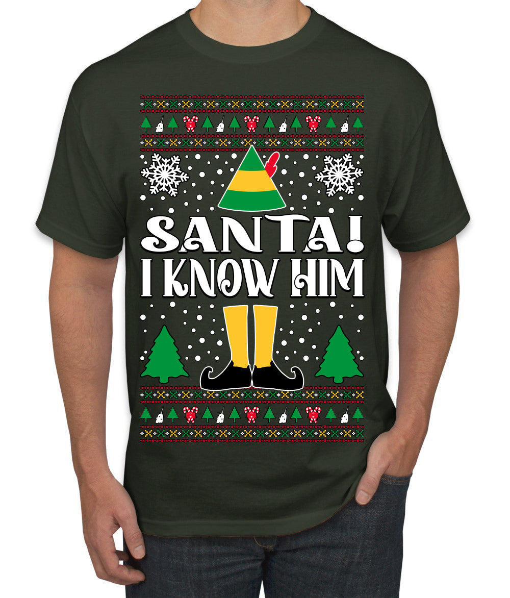 Santa! I Know Him Christmas Movie Quote  Ugly Christmas Sweater Men's T-Shirt
