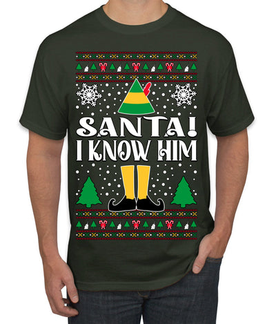 Santa! I Know Him Christmas Movie Quote  Ugly Christmas Sweater Men's T-Shirt