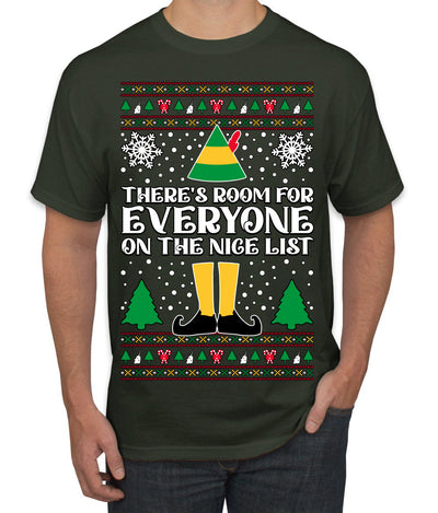 Room For Everyone On The Nice List Christmas Movie Quote  Ugly Christmas Sweater Men's T-Shirt