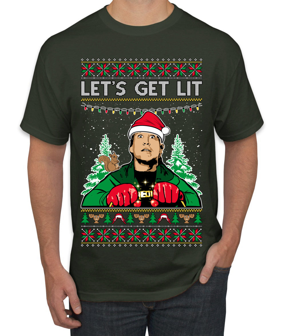 Let's Get Lit Clark Vacation Ugly Christmas Sweater Men's T-Shirt