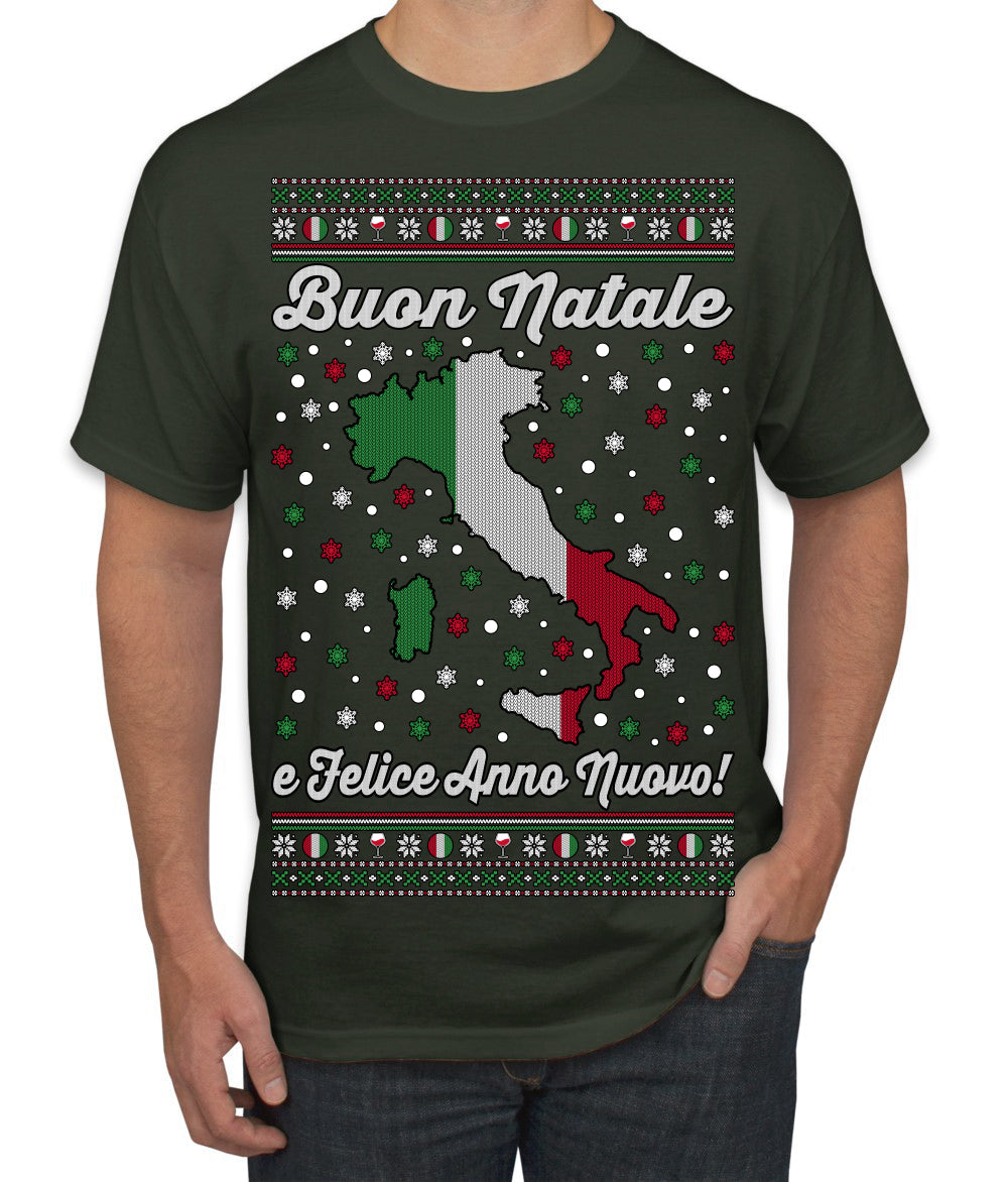 Buon Natale e Felice Anno Nuovo! Merry Christmas and Happy New Year Ugly Christmas Sweater Men's T-Shirt