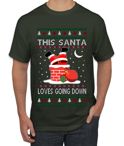 This Santa Loves going down, Funny dirty Humor, Ugly Christmas Sweater Men's T-Shirt