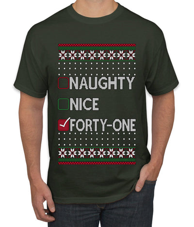 Naughty Nice 41, Simple List, Ugly Christmas Unisex Sweater, Funny Meme, Ugly Christmas Sweater Men's T-Shirt