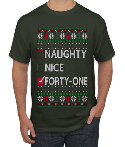 Funny Meme List Naughty, Nice, 41, Ugly Christmas Sweater Men's T-Shirt