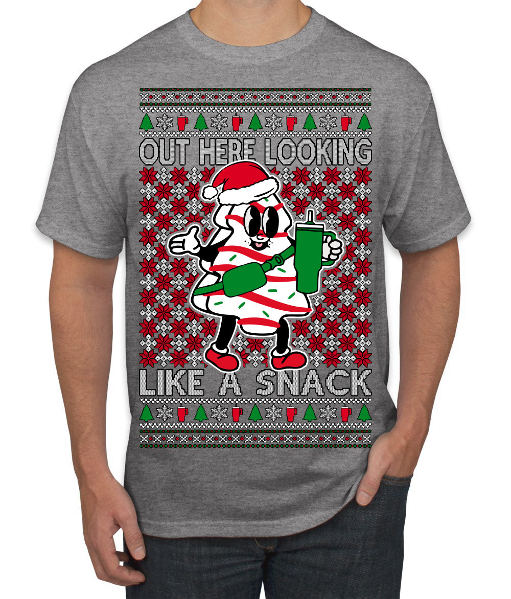 Out Here Looking Like a Snack Funny Cute Christmas Cookie Ugly Christmas Sweater Men's T-Shirt