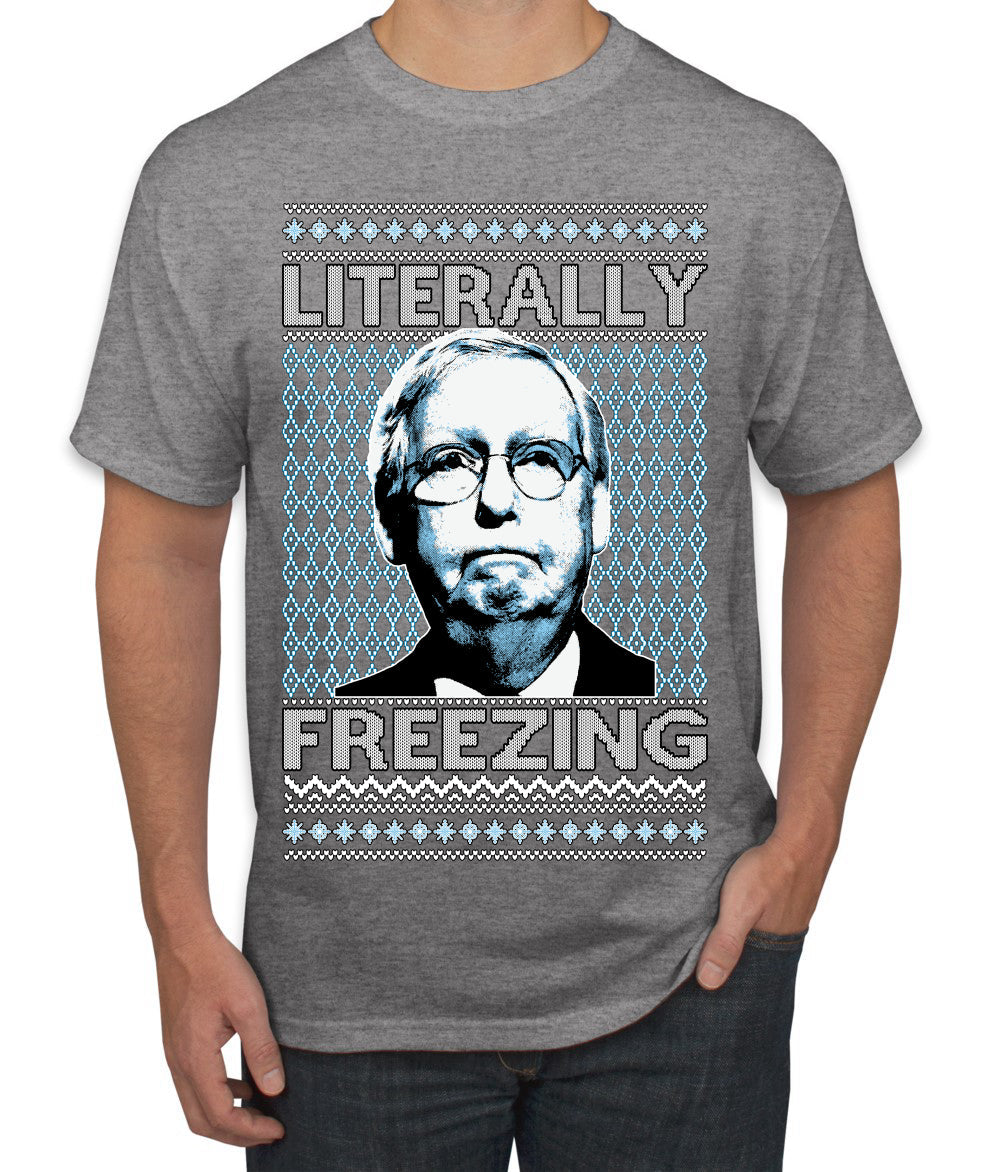 Literally Freezing McConnell Senator  Ugly Christmas Sweater Men's T-Shirt