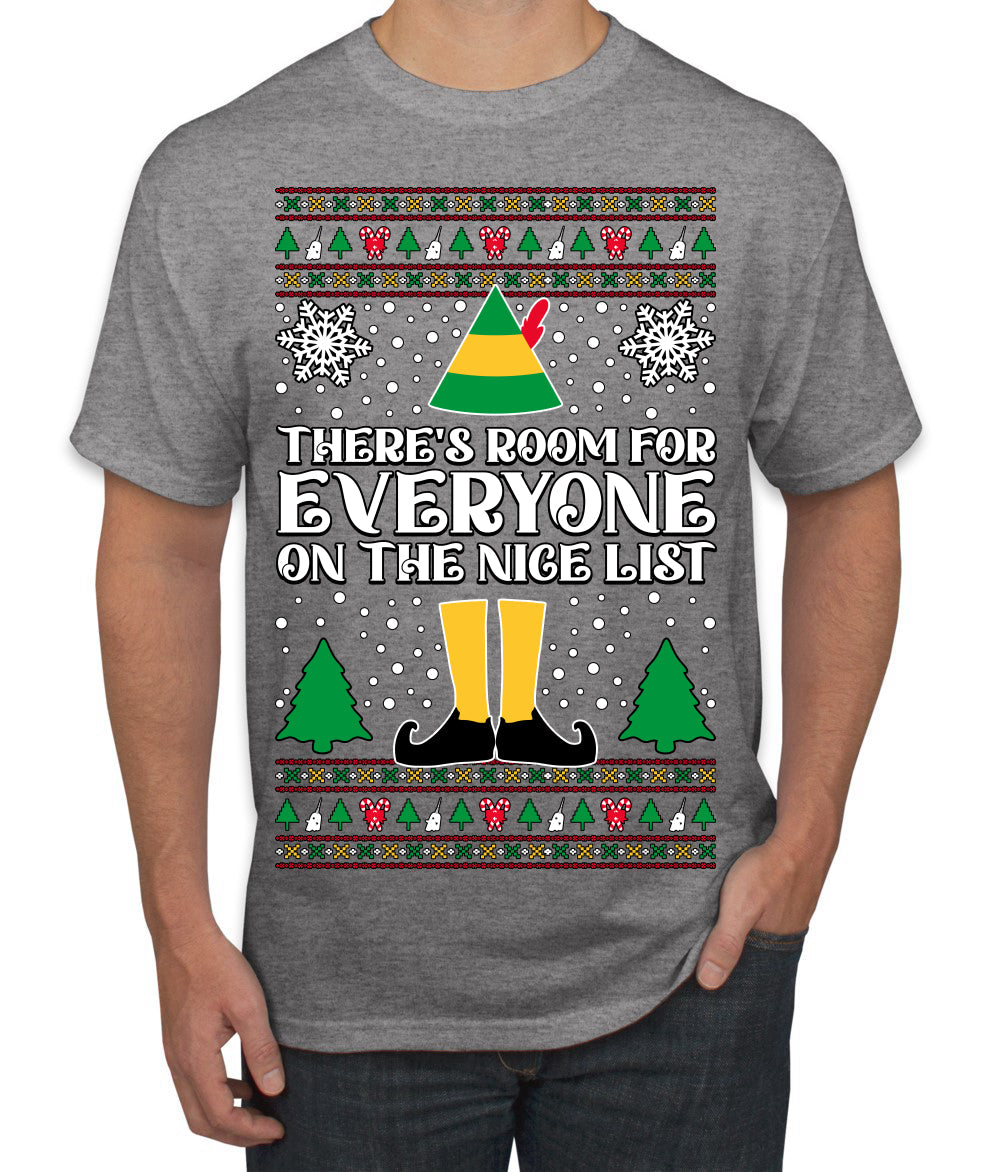 Room For Everyone On The Nice List Christmas Movie Quote  Ugly Christmas Sweater Men's T-Shirt
