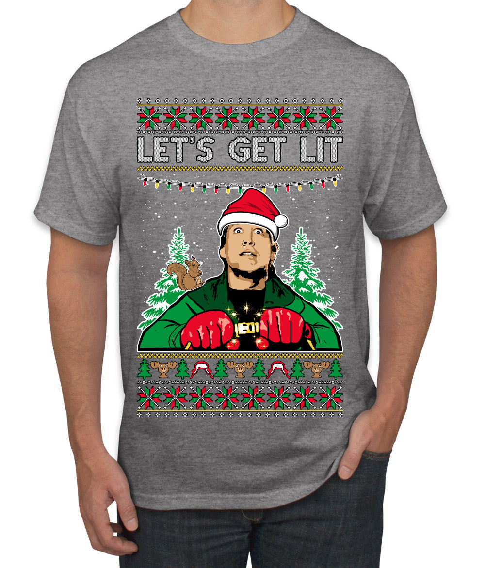 Let's Get Lit Clark Vacation Ugly Christmas Sweater Men's T-Shirt