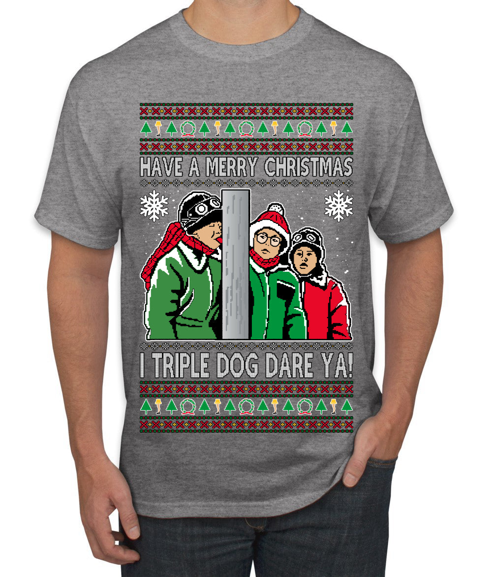 I Triple Dog Dare Ya Merry Story Ugly Christmas Sweater Men's T-Shirt