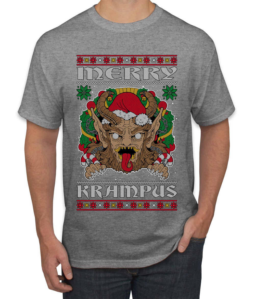 Merry Krampus Santa Folklore Figure Horror Ugly Christmas Sweater Men's T-Shirt