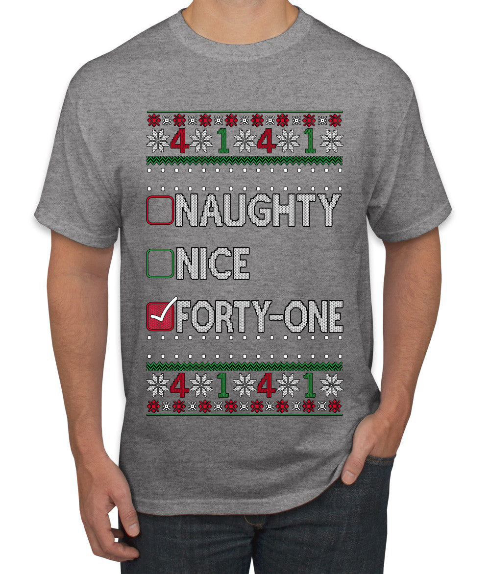 Funny Meme List Naughty, Nice, 41, Ugly Christmas Sweater Men's T-Shirt