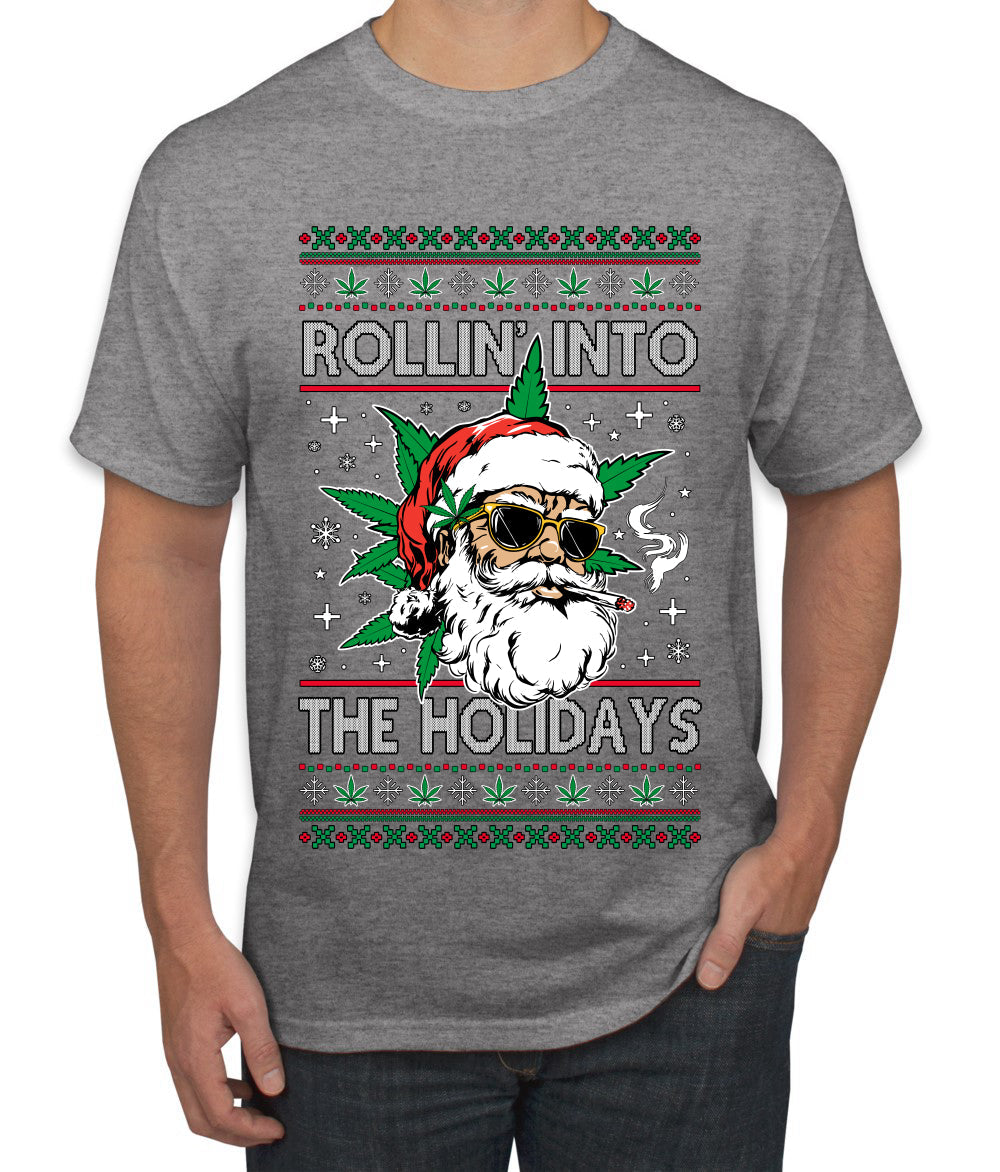 Rollin' Into The Holidays Christmas Sweater, Ugly Christmas Sweater Men's T-Shirt