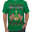 Merry Glizzmas, Funny Glizzy Hot Dog Baby Jesus Catholic Nativity, Fast Food Mustard Condiment Glizzys Humor Ugly Christmas Sweater Men's T-Shirt