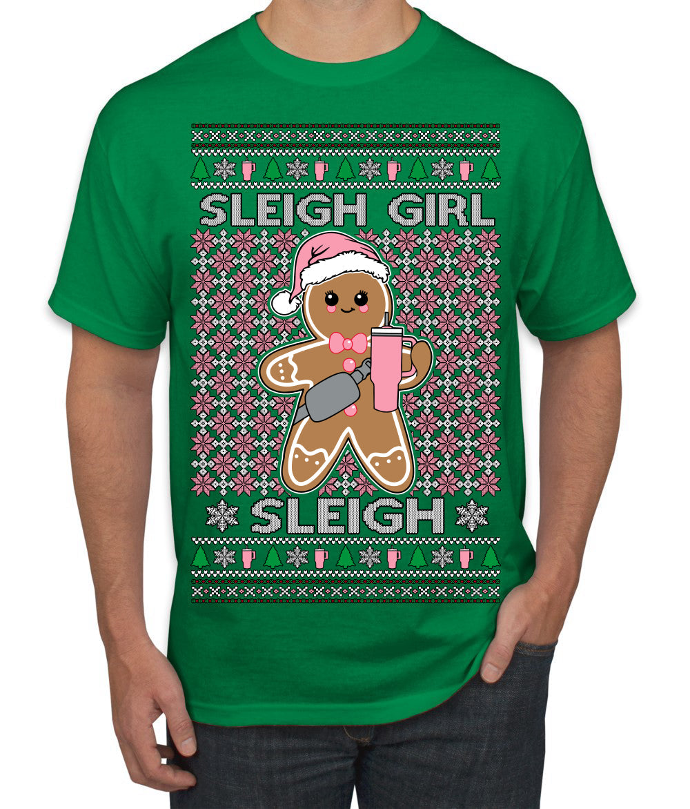 Sleigh Girl Sleigh Funny Trendy Pop Girly Sling Bag Coffee Cup Unisex Ugly Christmas Sweater Men's T-Shirt