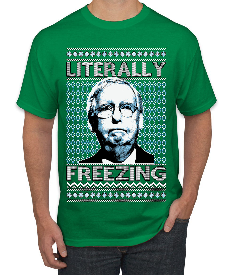 Literally Freezing McConnell Senator  Ugly Christmas Sweater Men's T-Shirt