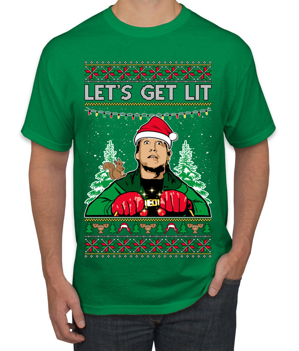 Let's Get Lit Clark Vacation Ugly Christmas Sweater Men's T-Shirt