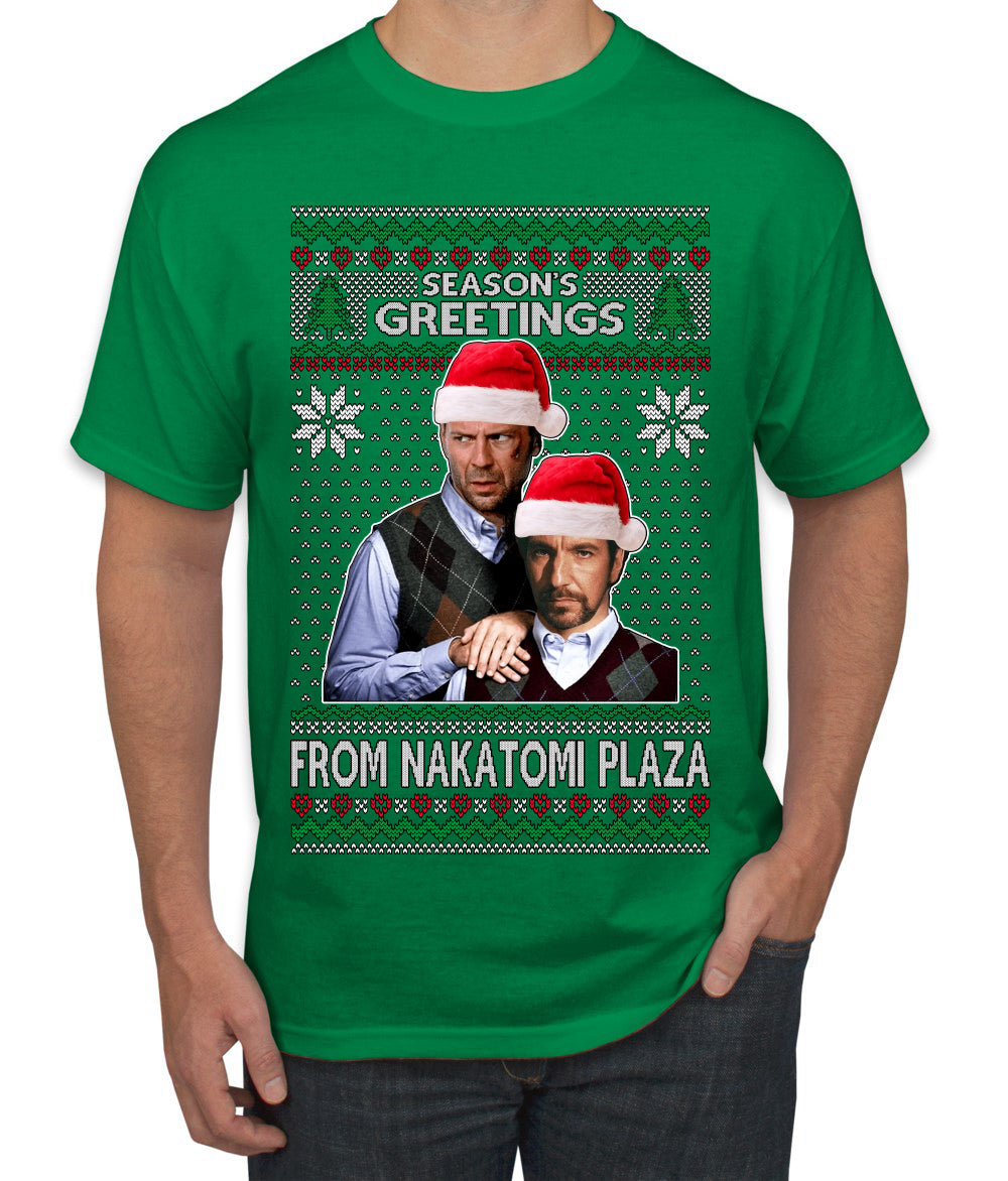 Season's Greeting From Nakatomi Plaza Ugly Christmas Sweater Men's T-Shirt