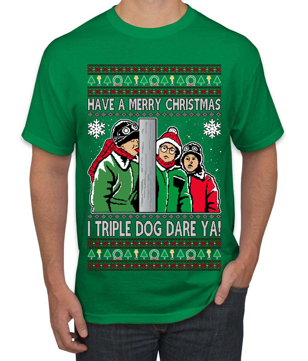 I Triple Dog Dare Ya Merry Story Ugly Christmas Sweater Men's T-Shirt