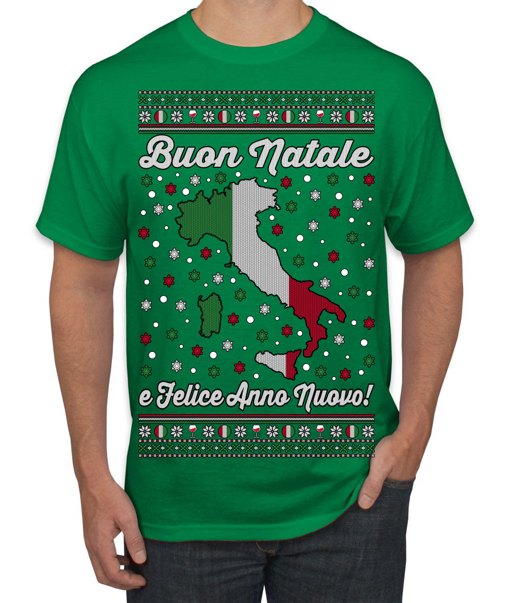 Buon Natale e Felice Anno Nuovo! Merry Christmas and Happy New Year Ugly Christmas Sweater Men's T-Shirt