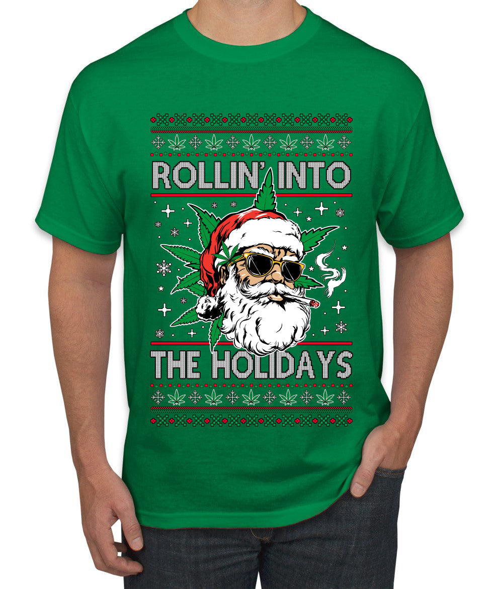 Rollin' Into The Holidays Christmas Sweater, Ugly Christmas Sweater Men's T-Shirt