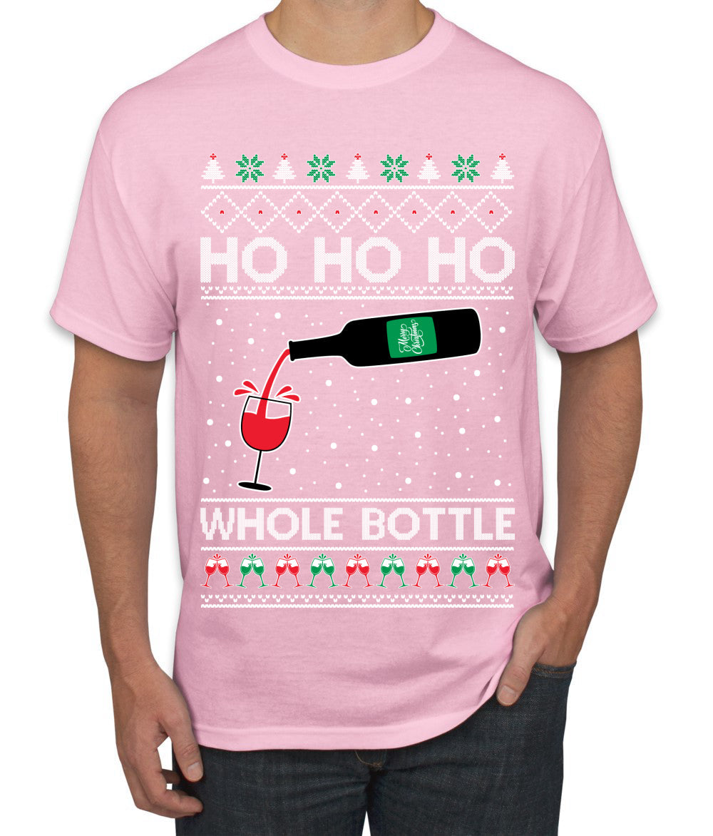 Ho Ho Ho Whole Bottle Wine Spirits Ugly Christmas Sweater Men's T-Shirt