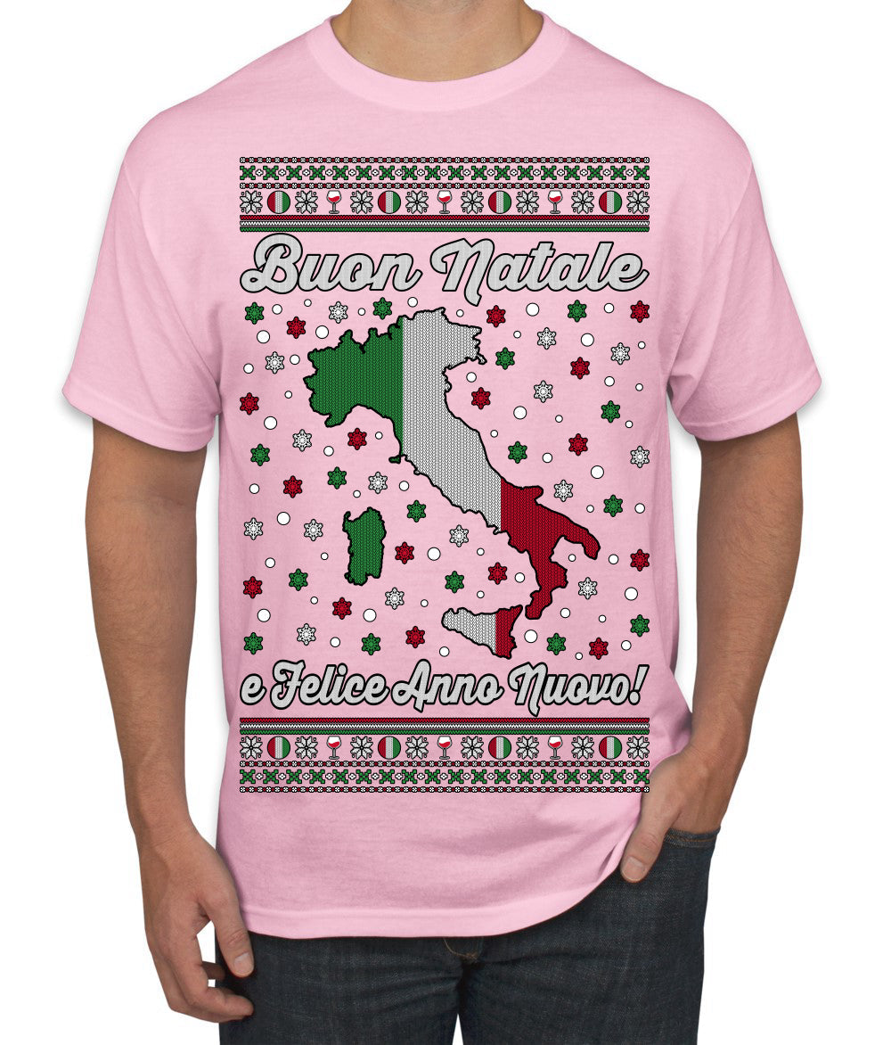 Buon Natale e Felice Anno Nuovo! Merry Christmas and Happy New Year Ugly Christmas Sweater Men's T-Shirt