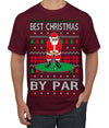 Best Christmas By Par Funny Santa Golfing Pun Sports Golf Ugly Christmas Sweater Men's T-Shirt