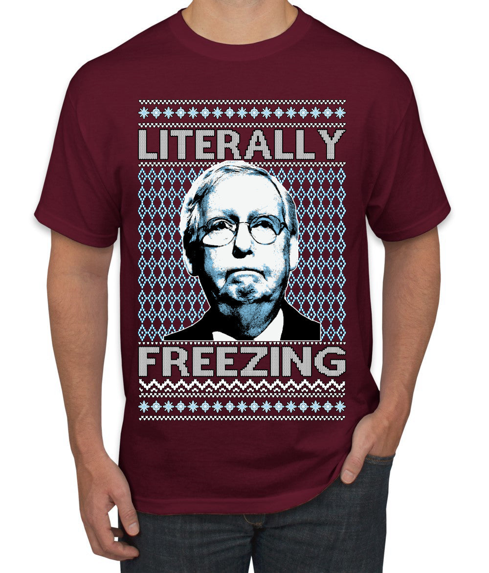 Literally Freezing McConnell Senator  Ugly Christmas Sweater Men's T-Shirt