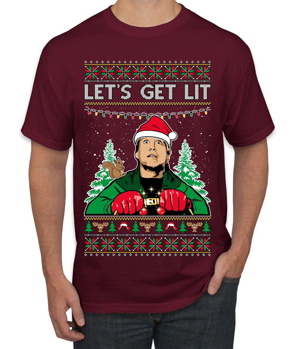 Let's Get Lit Clark Vacation Ugly Christmas Sweater Men's T-Shirt