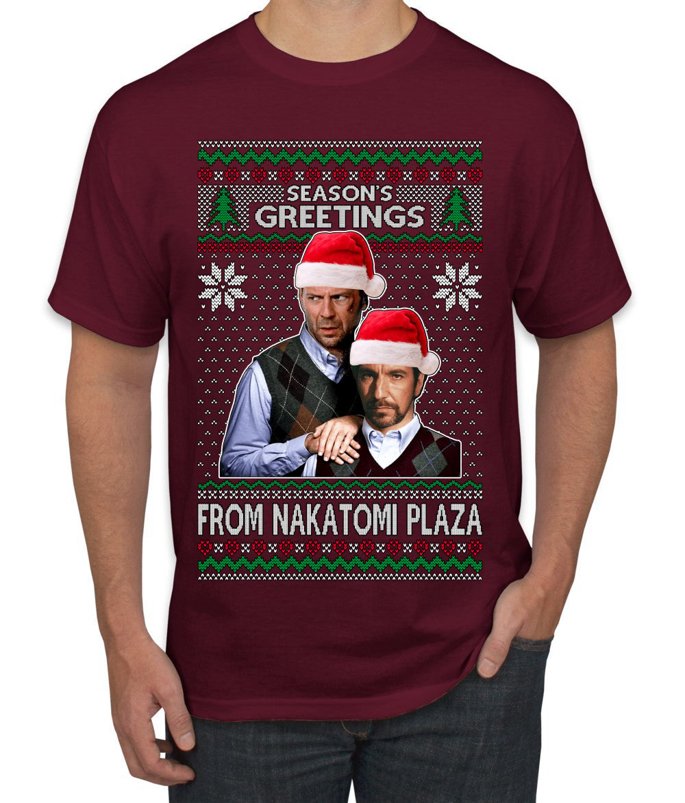 Season's Greeting From Nakatomi Plaza Ugly Christmas Sweater Men's T-Shirt