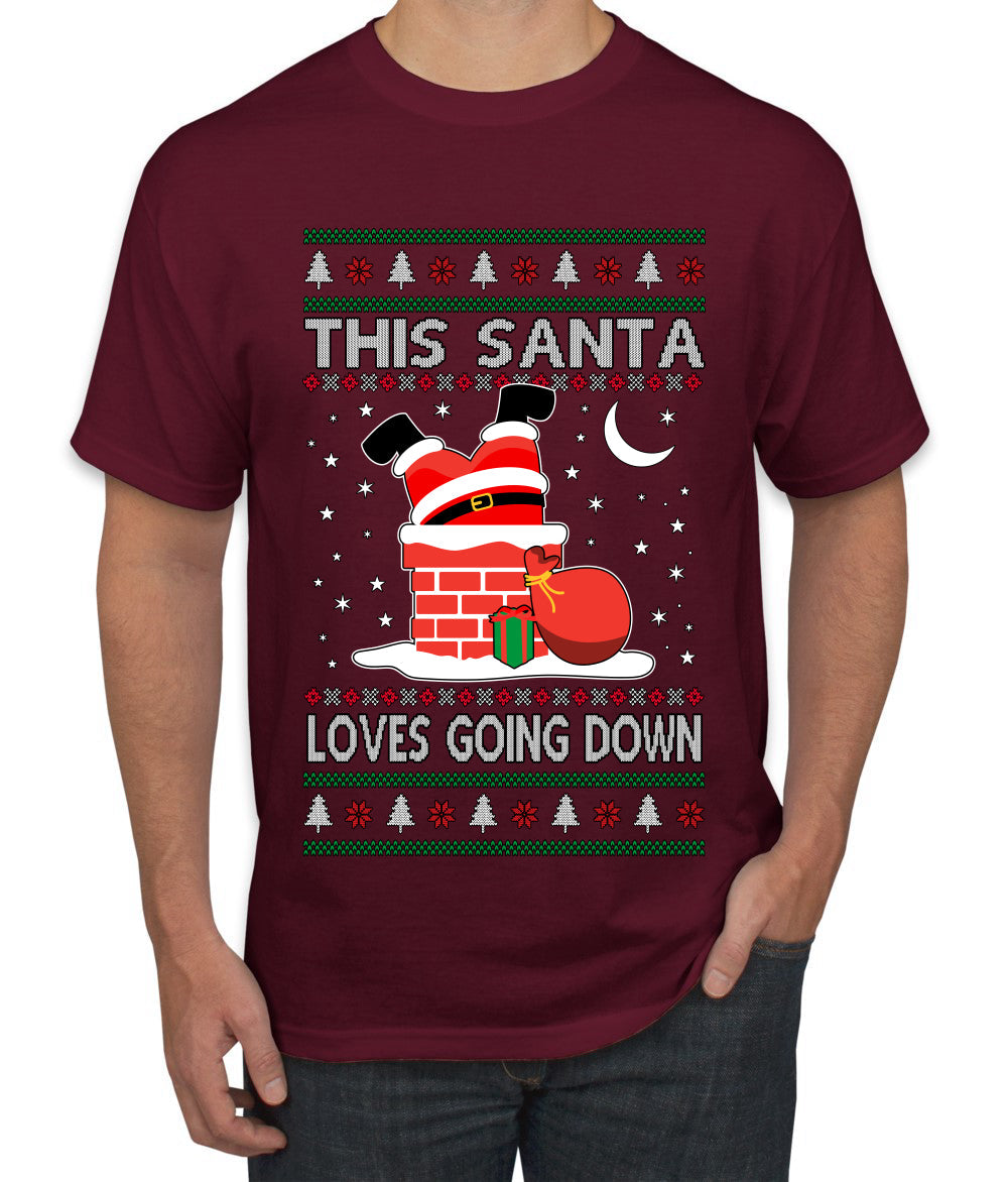 This Santa Loves going down, Funny dirty Humor, Ugly Christmas Sweater Men's T-Shirt
