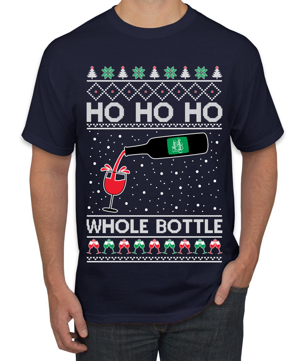 Ho Ho Ho Whole Bottle Wine Spirits Ugly Christmas Sweater Men's T-Shirt
