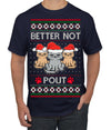 Better Not Pout, Cute Sad Santa Cats | Funny Ugly Christmas Sweater Men's T-Shirt