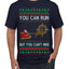 You Can Run But You Can't Hide Santa Sleigh Reindeer Ugly Christmas Sweater Men's T-Shirt