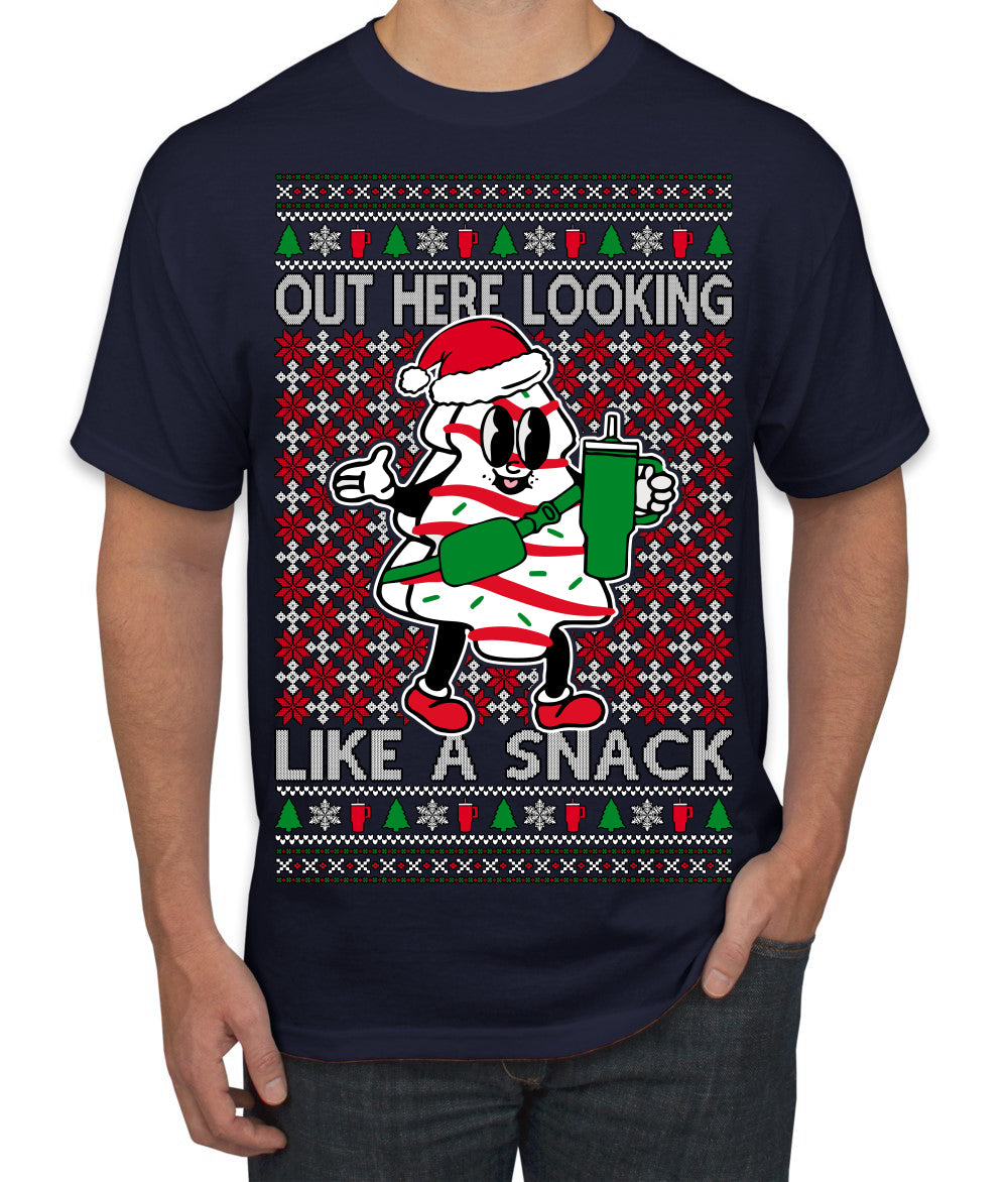 Out Here Looking Like a Snack Funny Cute Christmas Cookie Ugly Christmas Sweater Men's T-Shirt