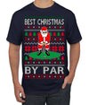 Best Christmas By Par Funny Santa Golfing Pun Sports Golf Ugly Christmas Sweater Men's T-Shirt