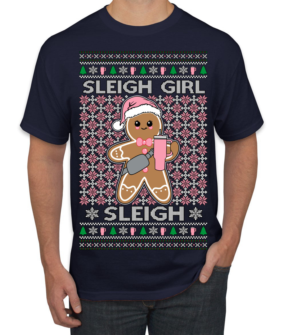 Sleigh Girl Sleigh Funny Trendy Pop Girly Sling Bag Coffee Cup Unisex Ugly Christmas Sweater Men's T-Shirt