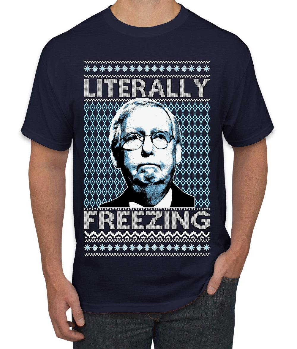 Literally Freezing McConnell Senator  Ugly Christmas Sweater Men's T-Shirt