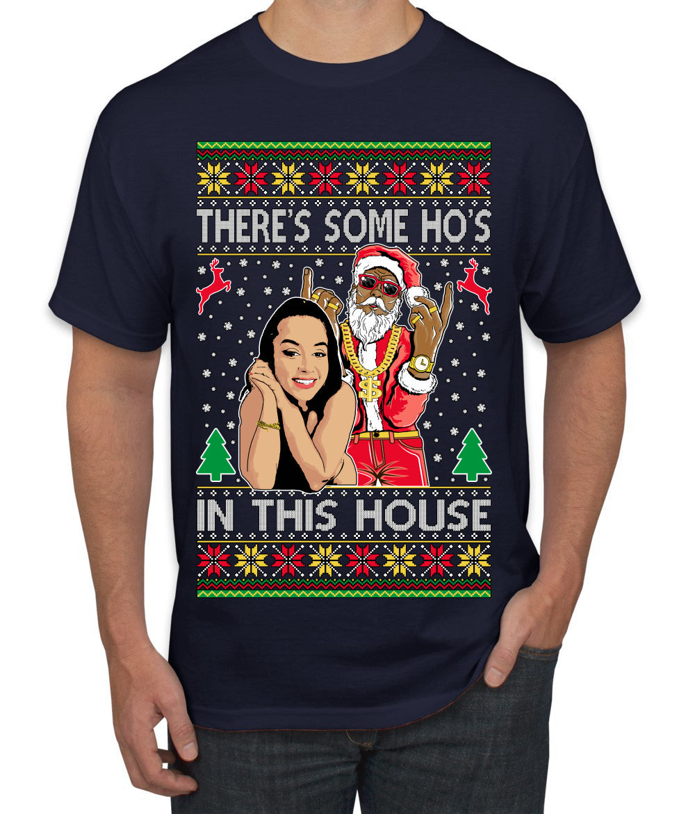 Santa the Plug Hos In This House  Ugly Christmas Sweater Men's T-Shirt