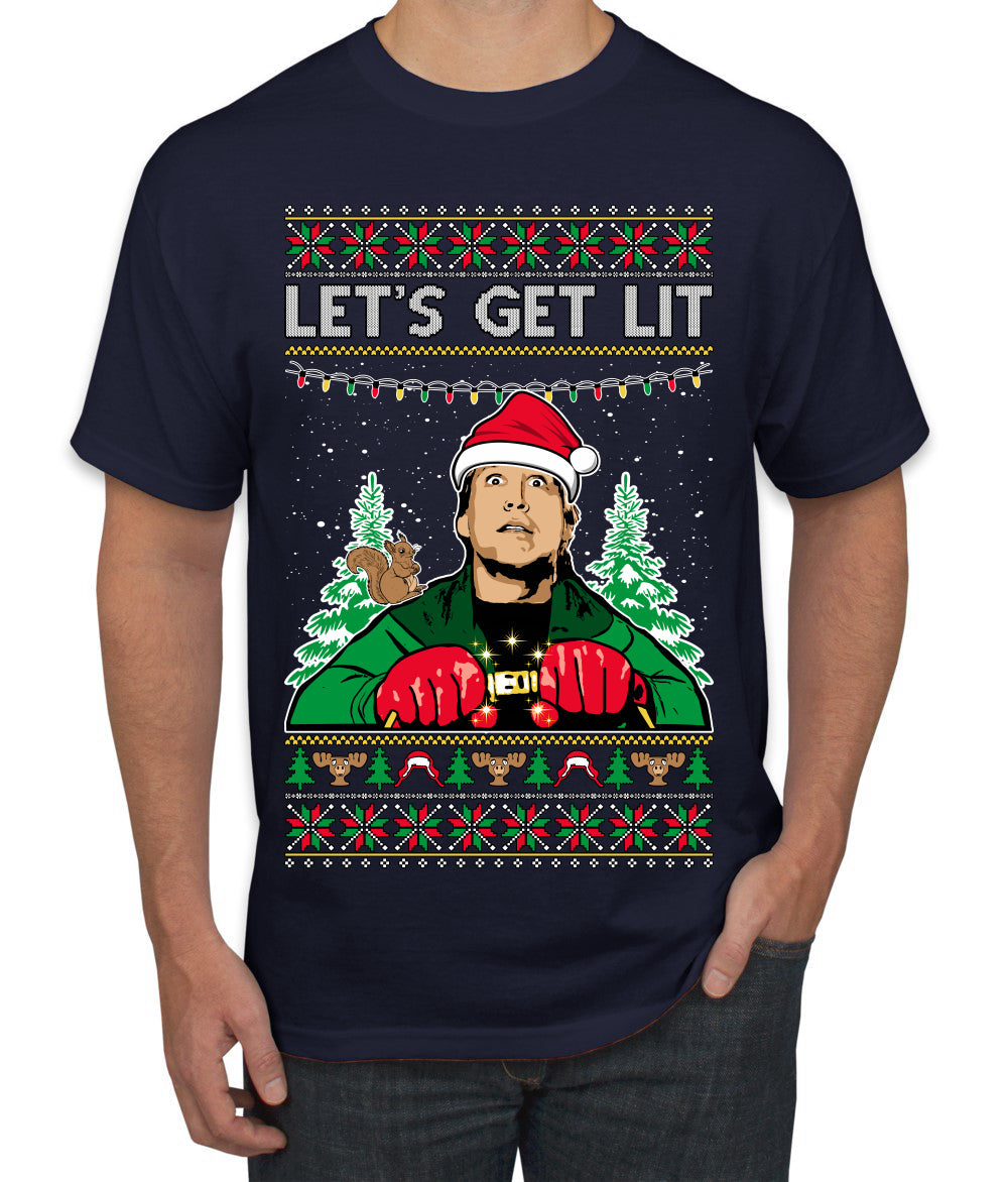 Let's Get Lit Clark Vacation Ugly Christmas Sweater Men's T-Shirt