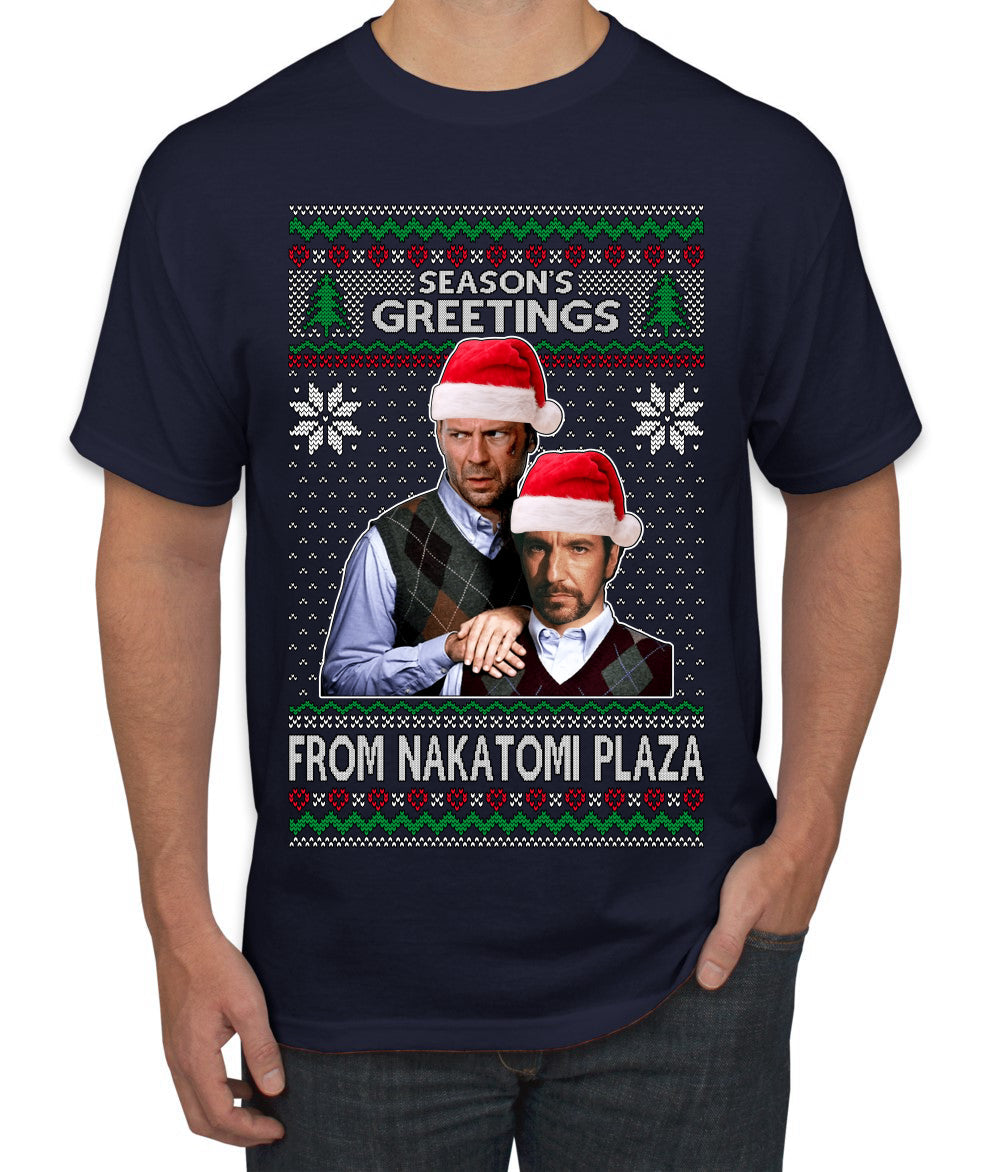 Season's Greeting From Nakatomi Plaza Ugly Christmas Sweater Men's T-Shirt