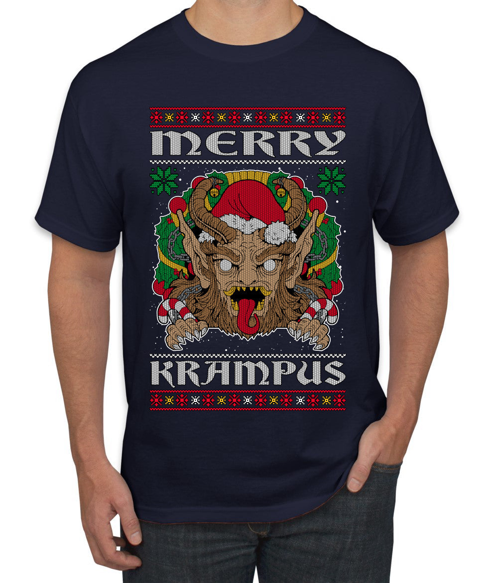 Merry Krampus Santa Folklore Figure Horror Ugly Christmas Sweater Men's T-Shirt